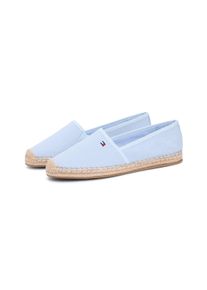 Espadrille Tommy Hilfiger "FLAG CANVAS ESPADRILLE", Damen, Gr. 35, Baumwolle, blau (hellblau), unifarben, Schuhe Espadrille, Slipper, Flats, Bequemschuh, Jutebezug und Ziern&auml;hten, schmale Form