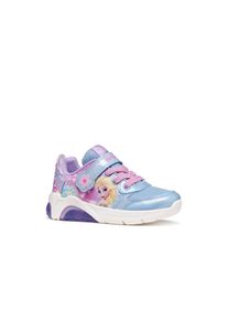 Sneaker Geox "J FADINLIGHT GIRL DISNEY - PRINCESS ELSA FROZEN", M&auml;dchen, Gr. 24, Textil, blau (lila, hellblau), Lederimitat, Textil, Schuhe Sneaker, Blinkschuh mit Elsa-Motiv, Gr&ouml;&szlig;enschablone zum Download