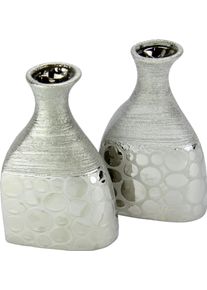 Dekovase OTTO HOME "Keramik", silber (silberfarben), B:12cm H:19cm T:6cm, Keramik, Vasen, Dekovase, mit Tropfen- und Kreisdesign und schmaler &Ouml;ffnung