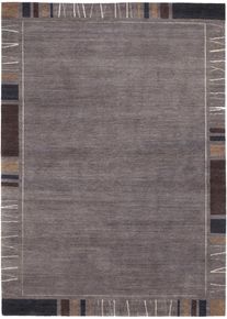 Wollteppich OCI DIE TEPPICHMARKE "Sensation Rekhi" Gr. 4, grau (dunkelgrau), B:170cm H:6mm L:240cm, Seide, Wolle, Teppiche, Wollteppich, handgekn&uuml;pft, Nepal, reine Wolle, Wohnzimmer