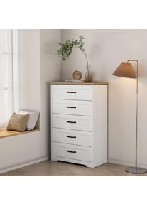 Schubkastenkommode OTTO HOME "Emmilia Sideboard im Landhaus Design", wei&szlig;, B:81cm H:121cm T:42cm, Sideboards, Schubkastenkommode, Schubladenschrank Sideboard W&auml;scheschrank Skandi Design