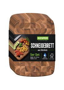 Schneidebrett Kesper "Servierbrett, Akazie, FSC", braun (natur), B:32cm H:2cm L:22cm, Akazienholz, Schneidebretter, Schneidebrett, 5er Set
