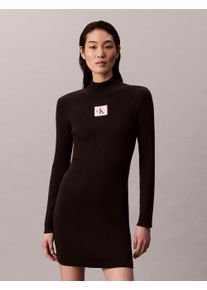 Strickkleid Calvin Klein Jeans "LS T NECK MINI DRESS", Damen, Gr. L (42), N-Gr, Langarm, Strick, schwarz, Strick, Obermaterial: 100% Baumwolle, unifarben, figurbetont mini, Rundhals, eingesetzt gerader Abschluss, Kleider Strickkleid, Mit Rundhalsausschnitt, figurbetont