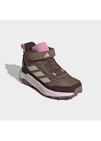 Wanderschuh adidas terrex "ANYLANDER MID KIDS", Kinder, Gr. 32, earth strata, wonder taupe, aurora coffee, Synthetik, Textil, Schuhe Wanderschuh, mit Klettverschluss