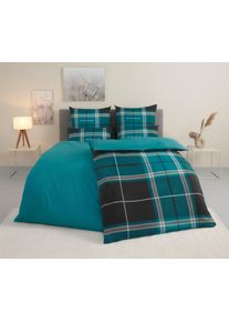 Wendebettw&auml;sche Tom Tailor HOME "Eric in Gr. 135x200 oder 155x220 cm", grau (petrol, anthrazit), B/L: 135cm x 200cm, 1 Stk., 1 Stk., Biber, B/L: 80cm x 40cm, 3 Stk., Biber, Obermaterial: 100% Baumwolle, Bettw&auml;sche, Wendebettw&auml;sche, mit Rei&szlig;verschluss, mit GRATIS-Zugabe: Sportbeutel aus 100% Baumwolle