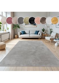 Fellteppich Paco Home "Kunstfell Soft 380", grau, B:140cm H:14mm L:200cm, Polyester, Teppiche, Fellteppich, Langflor, Kuschelteppich - besonders weich, Uni-Farben