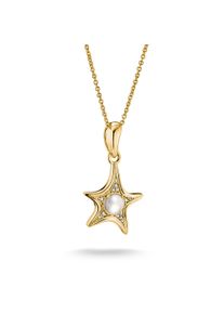 Kette mit Anh&auml;nger Thomas Sabo "Fluid Elegance Seestern-Design-Kette" Gr. 55, gold (gelbgoldfarben, kristallwei&szlig;, wei&szlig;), Halsketten, Damen, 55, Metall, Kette mit Anh&auml;nger, mit Zirkonia (synth.) - mit Perlmutt