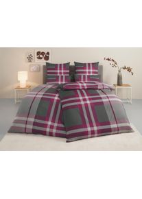 Bettw&auml;sche Tom Tailor HOME "Nick in Gr. 135x200 oder 155x220 cm", lila (beere), B/L: 135cm x 200cm, 1 Stk., 1 Stk., Biber, B/L: 80cm x 80cm, 3, Biber, Obermaterial: 100% Baumwolle, Bettw&auml;sche, Bettw&auml;sche, mit Gratiszugabe G&auml;stehandtuch