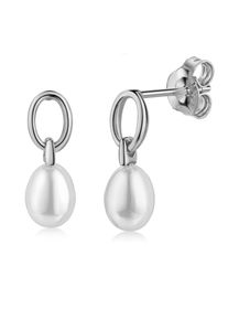 Paar Ohrstecker Firetti "Schmuck Geschenk Silber 925 Ohrringe Perl-Design in Tropfenform", silber (silberfarben, wei&szlig;), Ohrringe, Damen, Perlen Silber 925 (Sterlingsilber), Perlen, Silber 925 (Sterlingsilber), Paar Ohrstecker, Made in Germany - mit S&uuml;&szlig;wasserzuchtperle