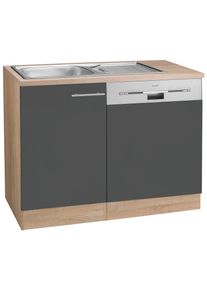 Sp&uuml;lenschrank Optifit "Kalmar", grau (anthrazit), B:110cm H:85cm T:60cm, Schr&auml;nke, Sp&uuml;lenschrank, mit T&uuml;r/Sockel f&uuml;r Geschirrsp&uuml;ler