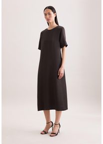 Blusenkleid Seidensticker, Damen, Gr. XL (42), Normalgr&ouml;&szlig;en, Halbarm, braun, 70% Viskose, 30% Leinen, unifarben, regular fit, Rundhals, Kleider Blusenkleid, 1/2 Rundhals Uni