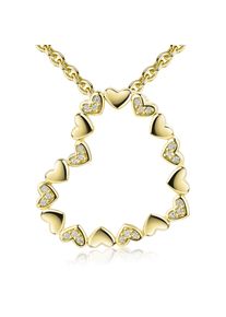Kette mit Anh&auml;nger "Schmuck Geschenk Silber 925 Halskette mit Kettenanh&auml;nger Herz", gold (gelbgoldfarben, kristallwei&szlig;), ANISTON JEWELRY & WATCHES, Halsketten, Damen, Silber 925 (Sterlingsilber), L: 45 B: 1,1mm, Kette mit Anh&auml;nger, Made in Germany - mit Zirkonia (synth.), B:1,1mm