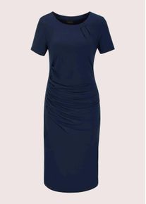 Madeleine Mode Sommerkleid MADELEINE "Etuikleid Viskosekleid mit asymmetrischen Falten", Damen, Gr. 40, N-Gr, blau (marine), Obermaterial: 60% Viskose CV. 31% Polyamid PA. 9% Elasthan EL., Modern, figurbetont, Kleider Sommerkleid, Etuikleid aus Jerseystretch