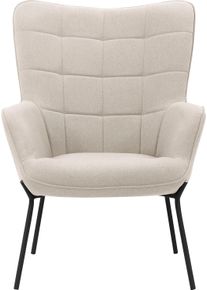 Loungesessel OTTO HOME "Luukas, Ohrensessel mit Metallbeinen", schwarz (beige, schwarz), B:73cm H:99cm T:80cm, Sessel, Loungesessel, Stoff recyceltes Polyester, Sitz und R&uuml;cken gepolstert, Sitzh&ouml;he 46 cm