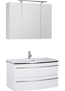 Badm&ouml;bel-Set SAPHIR "3040", wei&szlig; (wei&szlig; glanz, wei&szlig; glanz), B:90cm, Kastenm&ouml;bel-Sets, Badm&ouml;bel-Set, Breite 90 cm