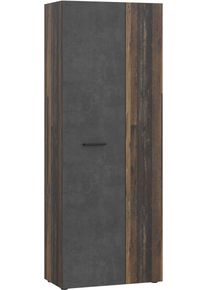 Schuhschrank FORTE "NET306", grau (old, vintage, betonoptik dunkelgrau), B:68,7cm H:181,1cm T:36,5cm, Holzwerkstoff, Schr&auml;nke, Schuhschrank, Schuhschrank, inklusive Einlegb&ouml;den, verschiedene Dekore