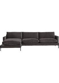 Ecksofa Andas "Welland, L-Form", grau (anthrazit), B:290cm H:84cm T:171cm, Luxus-Microfaser weich (100% Polyester);Samtvelours (100% Polyester), Sofas, Ecksofa, mit schwarzen Metallf&uuml;&szlig;en, mit Federf&uuml;llung im Sitz- und R&uuml;ckenkissen