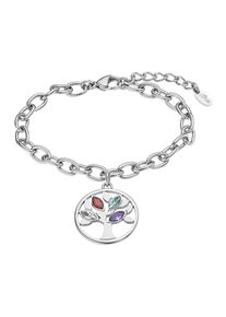 Armband Lotus "Urban Woman - Baum des Lebens", edelstahlfarben, kristallwei&szlig;, rot, hellblau, lila, kristallwei&szlig;, rot, hellblau, lila, Armb&auml;nder, Damen, 20,5cm, Edelstahl, Armband, mit Glasstein