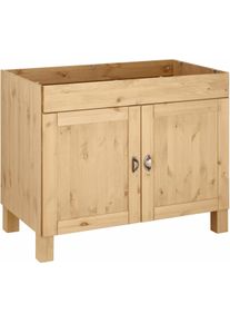 Sp&uuml;lenschrank Home Affaire "Oslo", beige (natur gebeizt, gewachst), B:100cm H:83cm T:57cm, Massivholz, Schr&auml;nke, Sp&uuml;lenschrank, 100 cm breit, inklusive Einbausp&uuml;le aus Edelstahl, aus Kiefer
