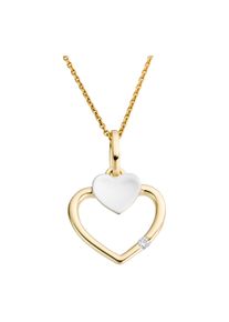 Kettenanh&auml;nger Firetti "Schmuck Geschenk Gold 333 Halsschmuck Anh&auml;nger Herz", gold (gelbgoldfarben, wei&szlig;goldfarben, w = wei&szlig;), Schmuckanh&auml;nger, Damen, 0,01 P2 = erkennbare Einschl&uuml;sse, Diamanten Gelbgold 333, 0,57 g, Diamanten, Gelbgold 333, Kettenanh&auml;nger, mit Brillant