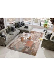Teppich OCI DIE TEPPICHMARKE "ATLANTA TRACK", bunt (hellgrau, dunkelbeige, hellrosa), B:140cm H:5mm L:200cm, Obermaterial: 44% Polyacryl, 30% Baumwolle, 26% Polyester, Teppiche, Teppich, Flachgewebe, gewebt und robust