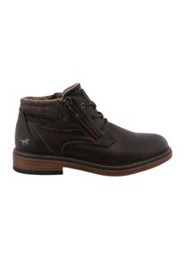 Schn&uuml;rstiefelette Mustang Shoes "Chukka Boots", Herren, Gr. 41, w&auml;rmend, braun (dunkelbraun), Lederimitat, Textil, Schuhe Schn&uuml;rstiefelette, Schn&uuml;rboots mit Zierrei&szlig;verschluss an der Au&szlig;enseite