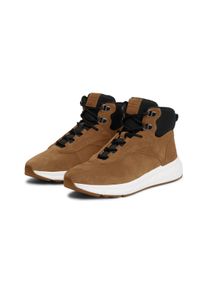Schn&uuml;rboots Tommy Hilfiger "HILFIGER SDE WARM HYBRID CHUKKA", Herren, Gr. 44, Textil, braun (cocoa), Textil, Veloursleder, Schuhe Schn&uuml;rboots, High Top-Sneaker, Herbstboots mit &Ouml;sen und Kontrastbesatz