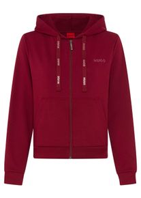 Sweatjacke HUGO UNDERWEAR, Damen, Gr. M, rot (open rot 643), Sweatware, Obermaterial: 66% Baumwolle, 30% Polyester, 4% Elasthan, Basic, gerade normal, Rundhals, B&uuml;ndchen, Sweatjacken Sweatjacke, Kapuze, Rei&szlig;verschluss, gerade geschnitten