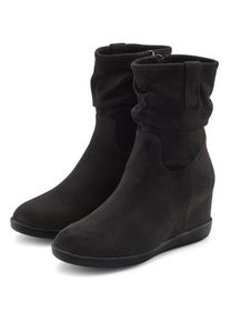 Stiefelette Lascana "Stiefel, Keilstiefelette, Herbststiefelette", Damen, Gr. 40, Textil, schwarz, Obermaterial: 100% Textilmaterial. Decksohle: 100% Lederimitat. Futter: 100% Textilmaterial. Laufsohle: 100% Synthetik, unifarben, Basic, Schuhe Stiefelette, NEU mit innenliegendem Keilabsatz aus Velourslederimitat