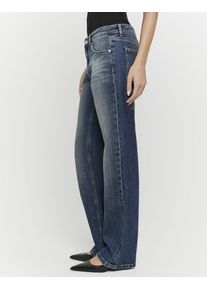 Straight-Jeans Tally Weijl "SPADEPOLKIS", Damen, Gr. 38, N-Gr, medium schwarz indigo wash, Denim/Jeans, Obermaterial: 99% Baumwolle, 1% Elasthan, clean, straight fit lang, Jeans Straight-Jeans, elastisch, tief geschnitten mit geradem Beinverlauf