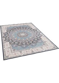 Teppich Gino Falcone "Adele Print" Gr. 31, blau, B:70cm H:3mm L:140cm, Kunstfaser, Teppiche, Teppich, Orient-Optik, ideal im Wohnzimmer & Schlafzimmer