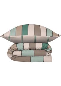 Wendebettw&auml;sche Schiesser "Knut aus weicher Baumwolle mit Streifen", beige (mint), B/L: 135cm x 200cm, 1 Stk., 1 Stk., Renforc&eacute;, B/L: 80cm x 80cm, 2, Renforc&eacute;, Obermaterial: 100% Baumwolle, Bettw&auml;sche, Wendebettw&auml;sche, OEKO-TEX MADE IN GREEN