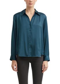 Satinbluse comma, Damen, Gr. 42, stargazer blau, Web, Obermaterial: 53% Viskose, 47% Polyester, unifarben, normal h&uuml;ftbedeckend, V-Ausschnitt, Blusen Satinbluse, mit V-Ausschnitt und Knopfleiste