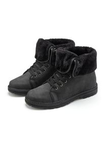 Stiefelette Lascana "Boots, Stiefel", Damen, Gr. 37, Textil, schwarz, Obermaterial: 100% Lederimitat. Decksohle: 100% Textilmaterial. Futter: 100% Textilmaterial. Laufsohle: 100% Synthetik, unifarben, Basic, Schuhe Stiefelette, NEU mit Fellimitat-Applikation in 2 Schafth&ouml;hen tragbar VEGAN
