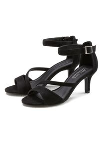 Sandalette Lascana "offener Schuh, Riemchensandalette, Sommerschuh", Damen, Gr. 42, Lederimitat, schwarz, Obermaterial: 100% Textilmaterial. Decksohle: 100% Lederimitat. Futter: 100% Lederimitat. Laufsohle: 100% Synthetik, unifarben, festlich, Schuhe Sandalette, High-Heel-Sandalette mit Riemchen VEGAN