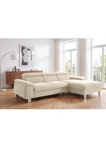 Ecksofa COTTA "Komaris L-Form, B: 244 cm", ivory, B:244cm H:72cm T:166cm, 88% POLYESTER (PES) 12% POLYAMID (PA), Sofas, Ecksofa, mit Kopfteilverstellung, optional Schlaffunktion, Bettkasten & Licht