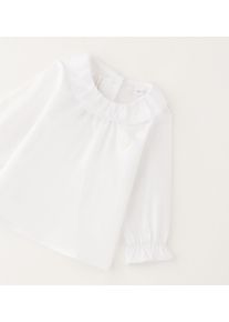 Hemdbluse MINIBANDA "BABY GIRL LONG SLEEVE SHIRT", M&auml;dchen, Gr. 92, wei&szlig; (optical wei&szlig;), 69% Baumwolle, 27% Polyamid, 4% Elasthan, Blusen Hemdbluse