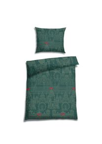 Bettw&auml;sche Florella "Wien-jaspis Flausch-Flanell, 100%Baumwolle", gr&uuml;n (jaspis), B/L: 140cm x 200cm, 1 Stk., 1 Stk., Flanell, B/L: 70cm x 90cm, 2 Stk., Bettw&auml;sche, Bettw&auml;sche