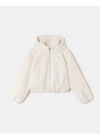 Kapuzenpl&uuml;schjacke Tally Weijl "SJAFFTIDE", Damen, Gr. L, sanftes wei&szlig;, Pl&uuml;sch, Obermaterial: 100% Polyester, unifarben, oversize normal, ohne Ausschnitt, Jacken Kapuzenpl&uuml;schjacke, weich, mit Kapuze und Stehkragen im oversized Fit