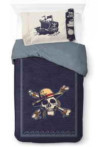 Bettw&auml;sche OnePiece "One Piece High Seas", blau, B/L: 137cm x 200cm, 1 Stk., 1 Stk., Baumwoll-Leinen Mix, B/L: 80cm x 80cm, 2, Baumwoll-Leinen Mix, Obermaterial: 100% Baumwolle, Bettw&auml;sche, Bettw&auml;sche