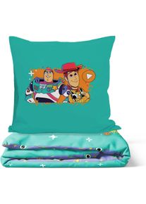 Bettw&auml;sche Disney "Toy Story Tech Toys", t&uuml;rkis, B/L: 137cm x 200cm, 1 Stk., 1 Stk., Baumwoll-Leinen Mix, B/L: 80cm x 80cm, 2, Baumwoll-Leinen Mix, Obermaterial: 100% Baumwolle, Bettw&auml;sche, Bettw&auml;sche