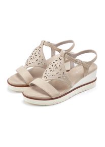Sandalette Lascana "Sommerschuh, offener Schuh, Sandale, Keilsandalette", Damen, Gr. 39, beige, Obermaterial: 100% Textilmaterial. Decksohle: 100% Textilmaterial. Futter: 100% Lederimitat. Laufsohle: 100% Synthetik, gemustert, Basic, Schuhe Sandalette, mit Keilabsatz gepolsterter Innensohle VEGAN