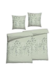 Bettw&auml;sche Florella "Fina salbei Soft-Touch Satin, 50% Baumwolle, 50% Viskose", gr&uuml;n (salbei), B/L: 135cm x 200cm, 2 Stk., 2 Stk., Satin, B/L: 80cm x 80cm, 4 Stk., Bettw&auml;sche, Bettw&auml;sche