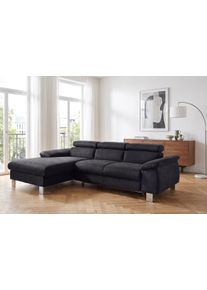 Ecksofa COTTA "Komaris L-Form, B: 244 cm", lava, B:244cm H:72cm T:166cm, Microfaser PRIMABELLE (100% Polyester);Kunstleder SOFTLUX(100%Polyurethan);Feinstruktur (100% Polyester);Kunstleder SOFTLUX/Struktur (100%Polyurethan, 90%Polyester, 10% Polyacryl), Sofas, Ecksofa, mit Kopfteilverstellung, optional Schlaffunktion, Bettkasten & Licht