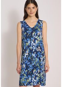 Druckkleid Cecil, Damen, Gr. L (42), N-Gr, ohne &Auml;rmel, Jersey, bunt (urban dunkelblau), Jersey, Obermaterial: 95% Viskose, 5% Elasthan, bedruckt, l&auml;ssig geschnitten kniefrei, V-Ausschnitt, Kleider Druckkleid, Knielanges Sommerkleid mit Allover-Print