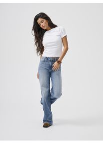 High-waist-Jeans Only "ONLMADISON &ndash; High-Waist-Jeans mit modischen Abriebeffekten", Damen, Gr. XS, L&auml;nge 34, special blau grau denim, Denim/Jeans, Obermaterial: 82% Baumwolle, 16% Polyester, 2% Elasthan, unifarben, lang, Jeans High-waist-Jeans, Baumwollmischung, wide fit, high waist