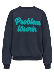 alife and kickin Sweatshirt ALIFE & KICKIN, Damen, Gr. XL, probleml&ouml;serin, marine, 50% Baumwolle, 50% Polyester, hoch geschlossener Ausschnitt, Sweatshirts Sweatshirt, &Uuml;berschnittene Schultern, Rippb&uuml;ndchen, sechs Schriftmotive