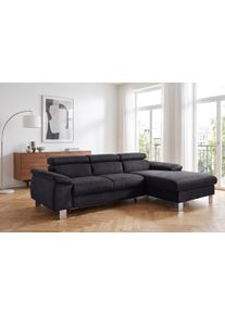 Ecksofa COTTA "Komaris L-Form, B: 244 cm", lava, B:244cm H:72cm T:166cm, Microfaser PRIMABELLE (100% Polyester);Kunstleder SOFTLUX(100%Polyurethan);Feinstruktur (100% Polyester);Kunstleder SOFTLUX/Struktur (100%Polyurethan, 90%Polyester, 10% Polyacryl), Sofas, Ecksofa, mit Kopfteilverstellung, optional Schlaffunktion, Bettkasten & Licht