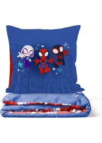 Bettw&auml;sche MARVEL "MARVEL Spidey & His Amazing Friends", blau, B/L: 137cm x 200cm, 1 Stk., 1 Stk., Baumwoll-Leinen Mix, B/L: 80cm x 80cm, 2, Baumwoll-Leinen Mix, Obermaterial: 100% Baumwolle, Bettw&auml;sche, Bettw&auml;sche
