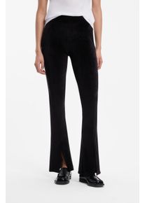 Samthose Hugo "Nucutey", Damen, Gr. XL, N-Gr, schwarz 001, Web, Obermaterial: 95% Polyester, 5% Elasthan, unifarben, flare fit lang, Hosen Samthose, mit Schlitz vorn am Saum, Flared Fit